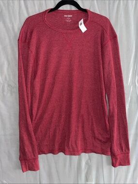 Old Navy Waffle Knit Long Sleeve Top - Raspberry Red